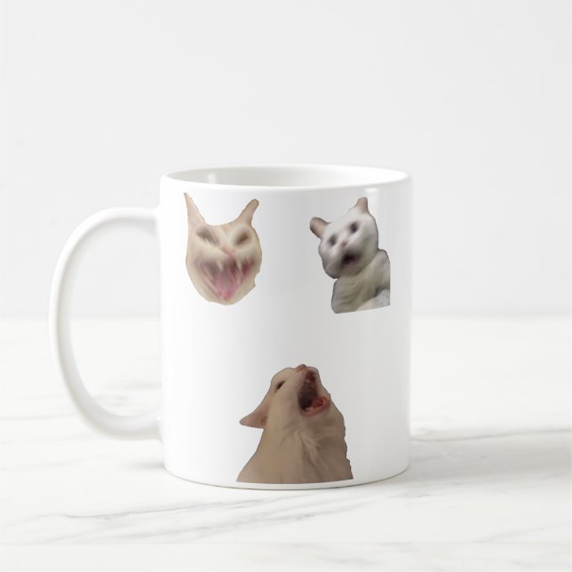Screaming Cat Set Funny Meme for Cat Lovers Mug (Left)