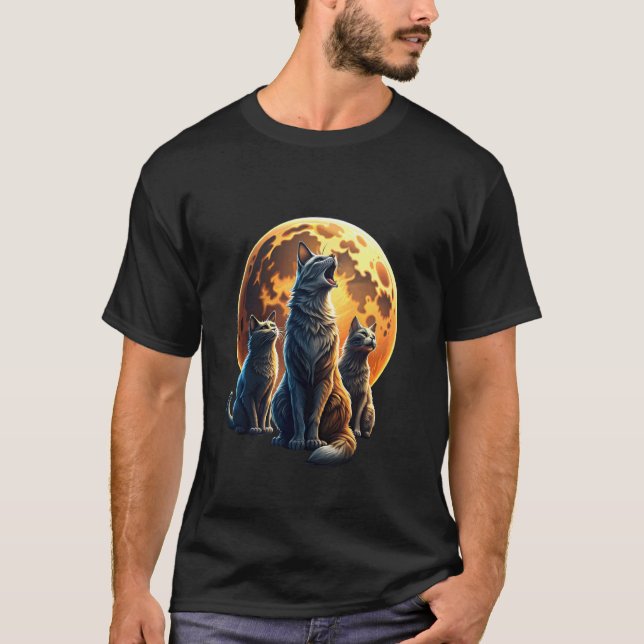 Screaming Cats Meme Kitten Three Cat Howling At Mo T-Shirt (Front)