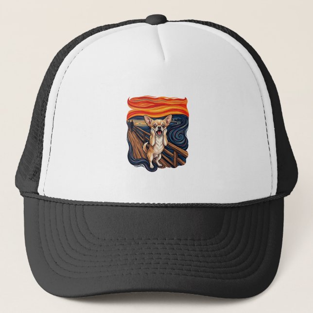 Screaming Chihuahua Dog Scream Bridge_1 Trucker Hat (Front)