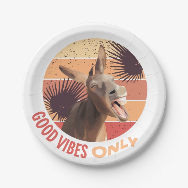 Screaming Donkey - Good Vibes Only Paper Plate (Front)