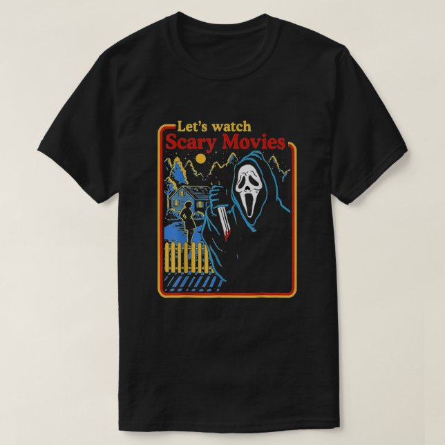Screaming Ghostface Scream Watch Scary Movies Hall T-Shirt (Design Front)
