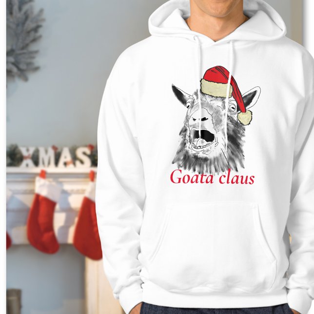 Screaming Goat a Claus Christmas  Hoodie (Goata Claus funny screaming goat christmas sweatshirt )