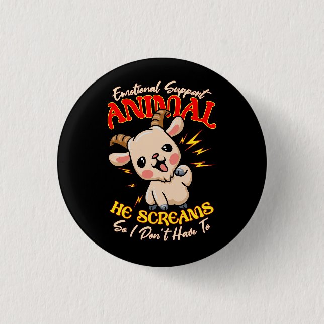 Screaming Goat Emotional Support Animal Goat Owner 3 Cm Round Badge (Front)