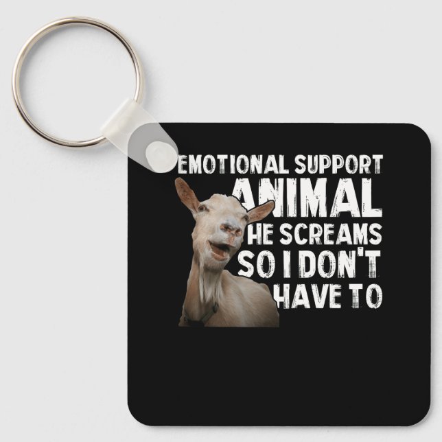 Screaming Goat Emotional Support Animal Goat Owner Key Ring (Front)