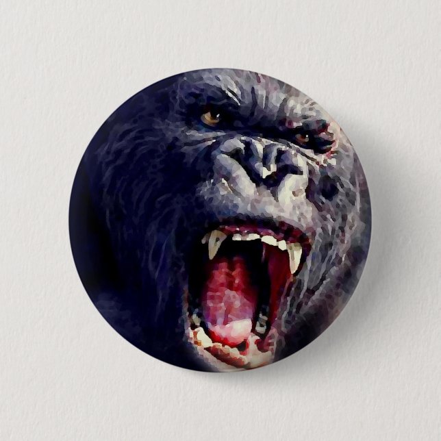 Screaming Gorilla 6 Cm Round Badge (Front)