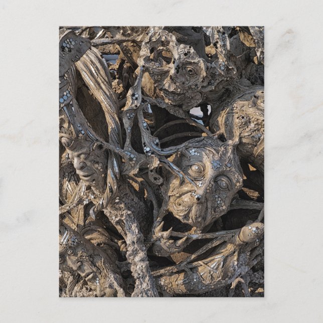 Screaming Heads Macabre Sequin Art, White Temple Postcard (Front)