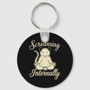 Screaming Internally Funny Meditating Yoga Opossum Key Ring