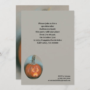 Screaming Jack O Lantern Pumpkin Halloween Party Invitation
