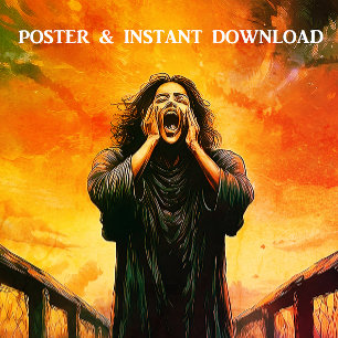 Screaming Man in a Dramatic Sunset Poster