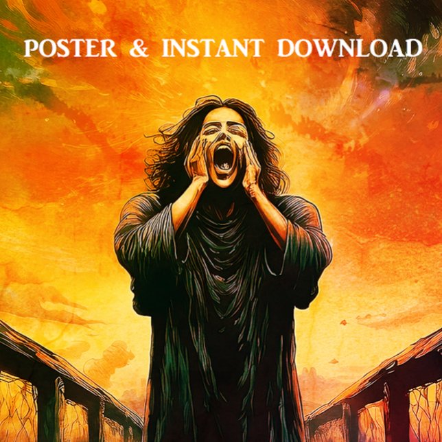 Screaming Man in a Dramatic Sunset Poster (Creator Uploaded)