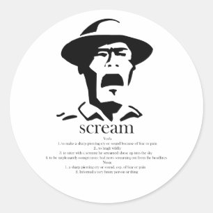 screaming man with definition classic round sticker