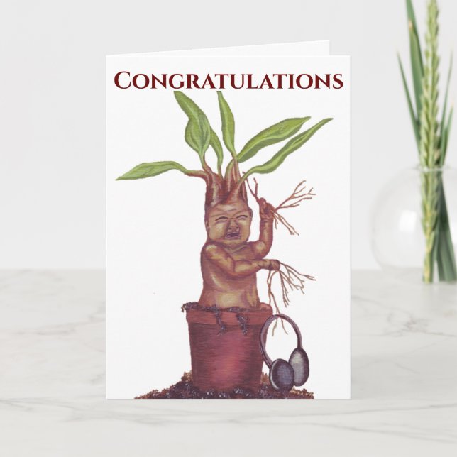 Screaming Mandrake Baby Congratulations Card (Front)