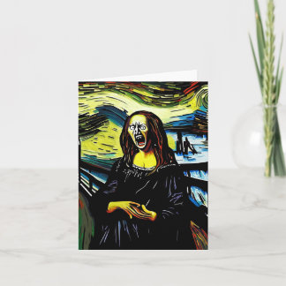 Screaming Mona Lisa Funny Parody Portrait  Card