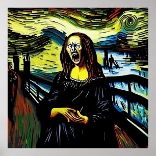 Screaming Mona Lisa Funny Parody Portrait  Poster