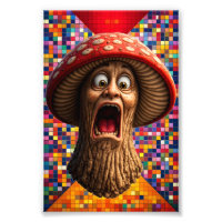 Screaming mushroom man graphic art print