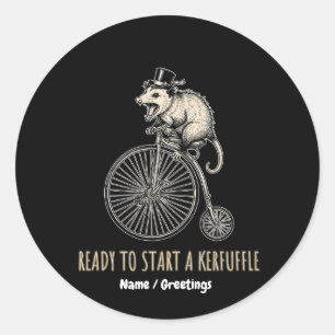 Screaming Opossum Kerfuffle Vintage Bicycle Classic Round Sticker