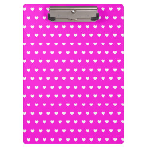 Screaming Pink Clipboard With Cute White Hearts