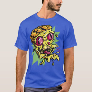 Screaming Pizza Cool Fun Retro Cartoon Art Monster T-Shirt