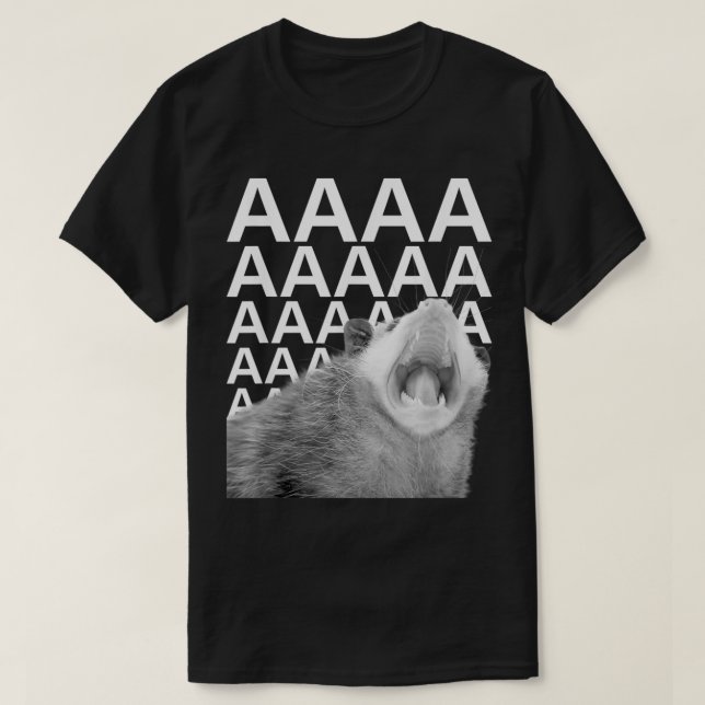 Screaming Possum Aaaa Cute Funny Opossum Dank Meme T-Shirt (Design Front)