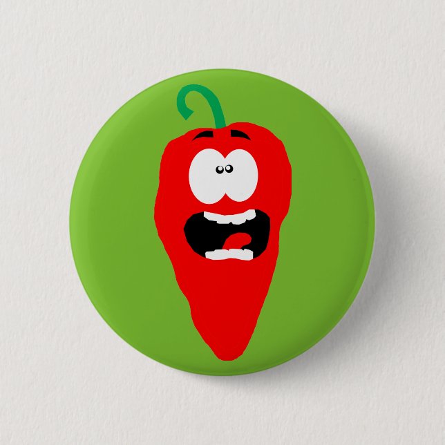 Screaming Red Hot Chilli Pepper 6 Cm Round Badge (Front)
