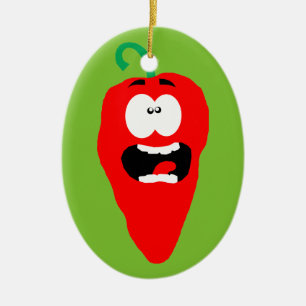 Screaming Red Hot Chilli Pepper Ceramic Tree Decoration