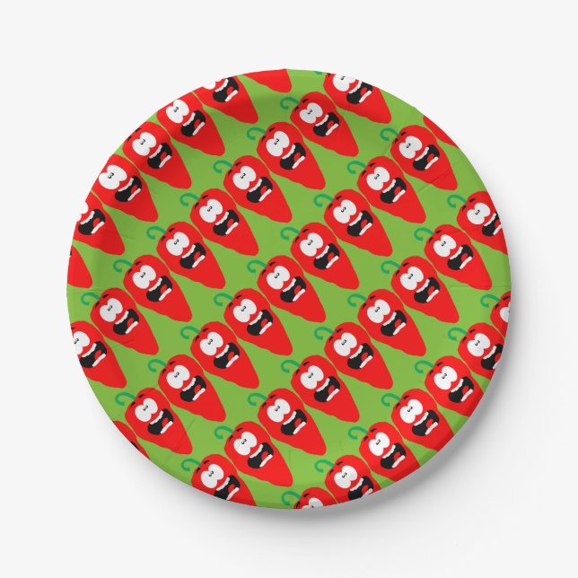 Screaming Red Hot Chilli Pepper Paper Plate (Front)