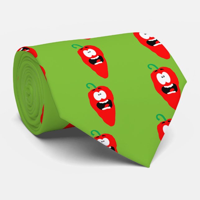 Screaming Red Hot Chilli Pepper Tie (Rolled)