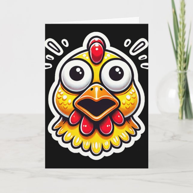 Screaming Rubber Chicken Funny Surprised Farm  Card (Front)