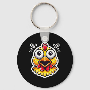 Screaming Rubber Chicken Funny Surprised Farm Key Ring