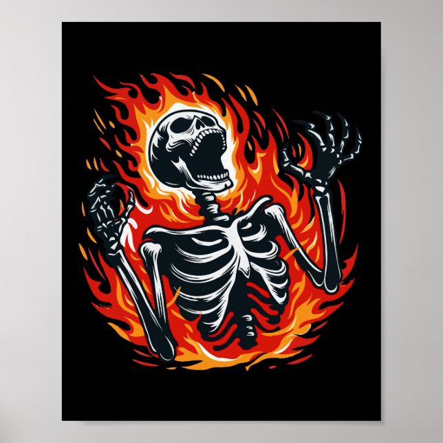 Screaming Skeleton On Fire Poster (Front)