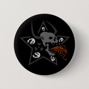 Screaming Skull Pentagram with Brown Cockroach 6 Cm Round Badge