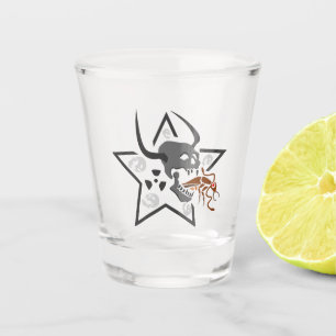 Screaming Skull Pentagram with Brown Cockroach Shot Glass