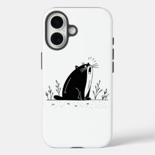 Screaming Tuxedo Cat Meowing Out Loud iPhone 16 Case