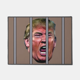 Screaming Whining Trump Head Behind Prison Bars Doormat