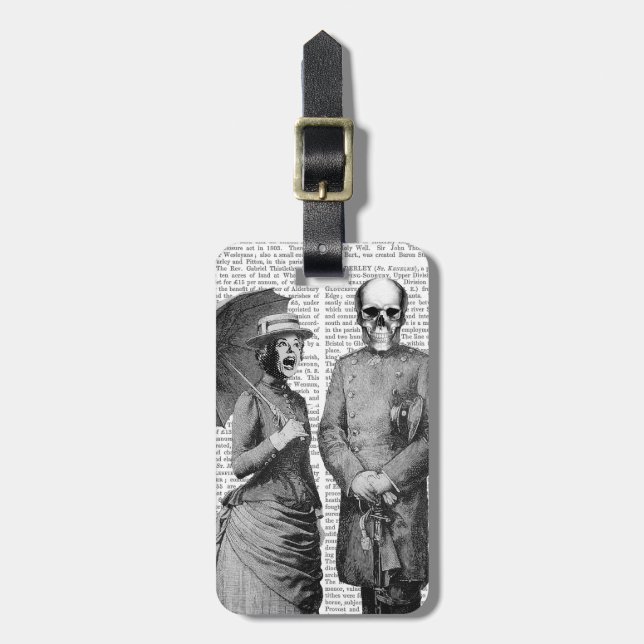 Screaming Woman and Skull Luggage Tag (Front Vertical)