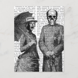 Screaming Woman and Skull Postcard