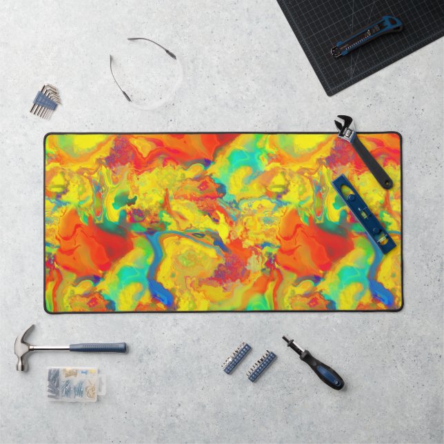 Screaming Yellow Oil and Water Don't Mix Desk Mat (Workstation)