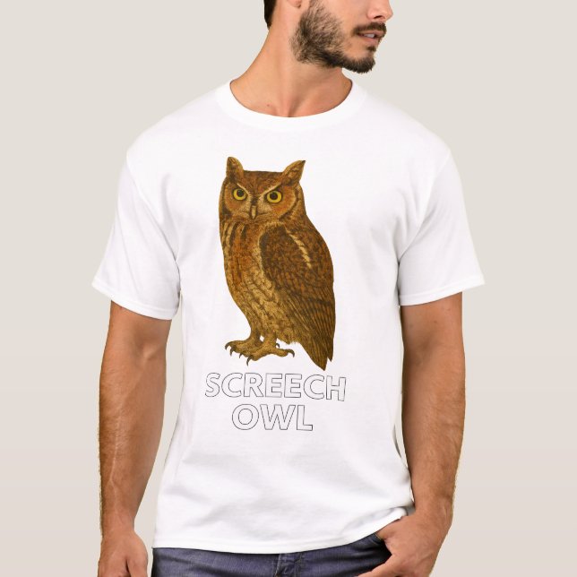 Screech Owl T-Shirt: Cute Bird of Prey Nature Tee (Front)