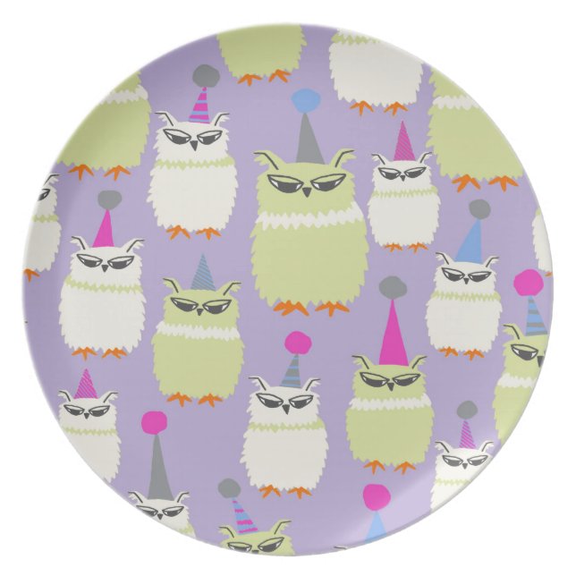 Screech Owls Plate in Grape (Front)