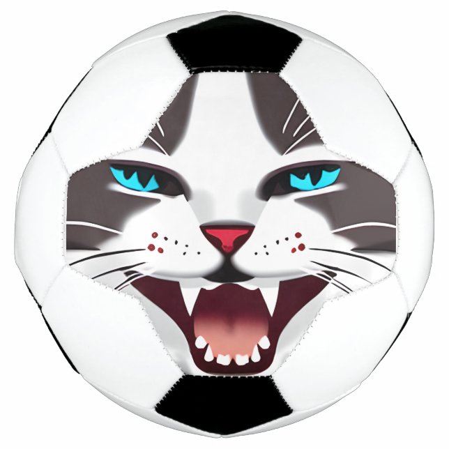 Screeching Blue Eyed Cat Soccer Ball (Front)