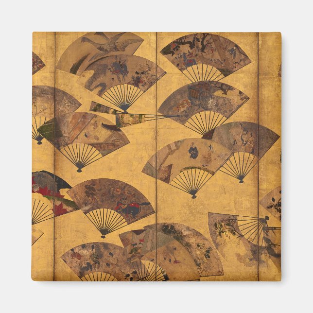 Screen with Scattered Fans, Edo Period by Sotatsu Magnet (Front)