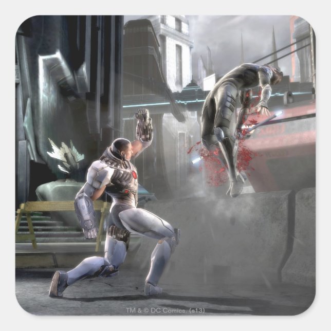 Screenshot: Cyborg vs Nightwing Square Sticker (Front)