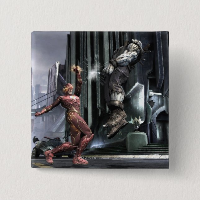 Screenshot: Flash vs Grundy 3 15 Cm Square Badge (Front)