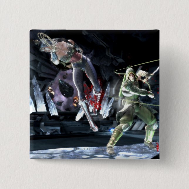 Screenshot: Wonder Woman vs Green Arrow 15 Cm Square Badge (Front)