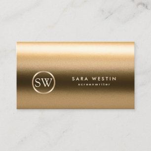 Screenwriter Gold Texture Monogram Business Card
