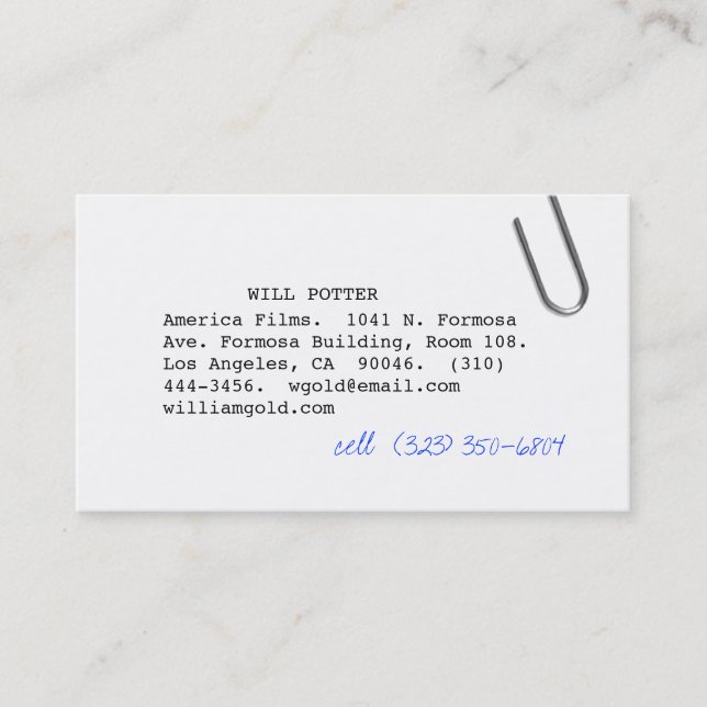 Screenwriter iii business card (Front)