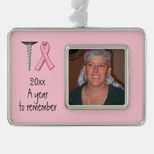 Screw Breast Cancer, A Year to Remember Silver Plated Framed Ornament