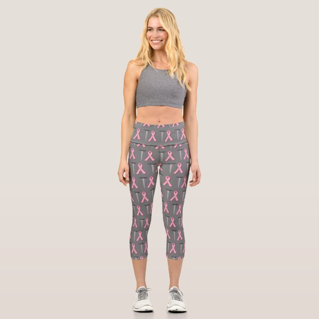 Screw Breast Cancer Capri Leggings (Front)