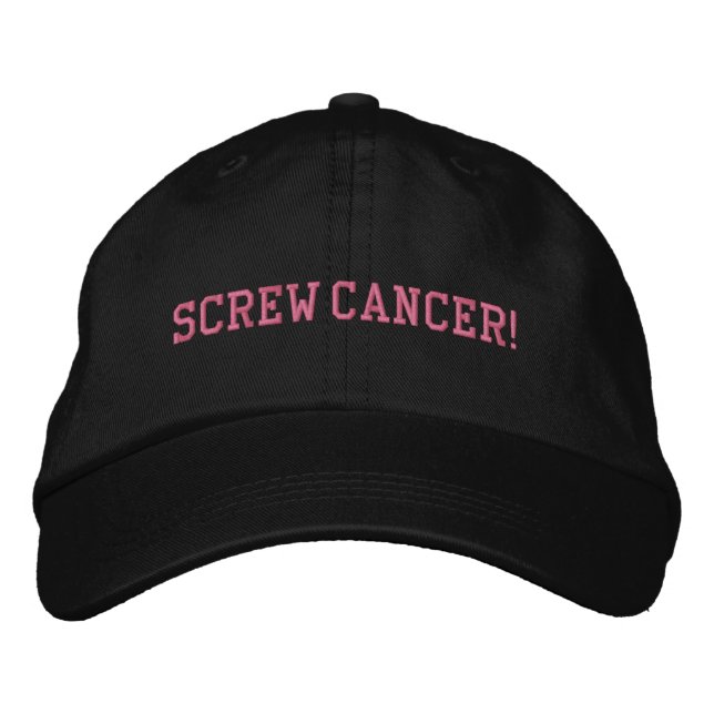 Screw Breast Cancer Pink Block Letters Embroidered Hat (Front)