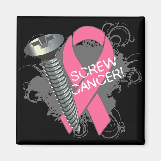 Screw Cancer - Grunge Breast Cancer Magnet (Front)